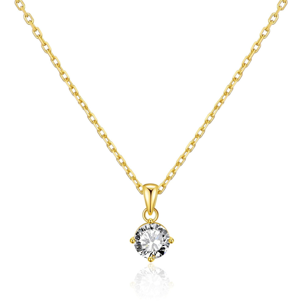 Gold Plated Solitaire Necklace Created with Zircondia® Crystals