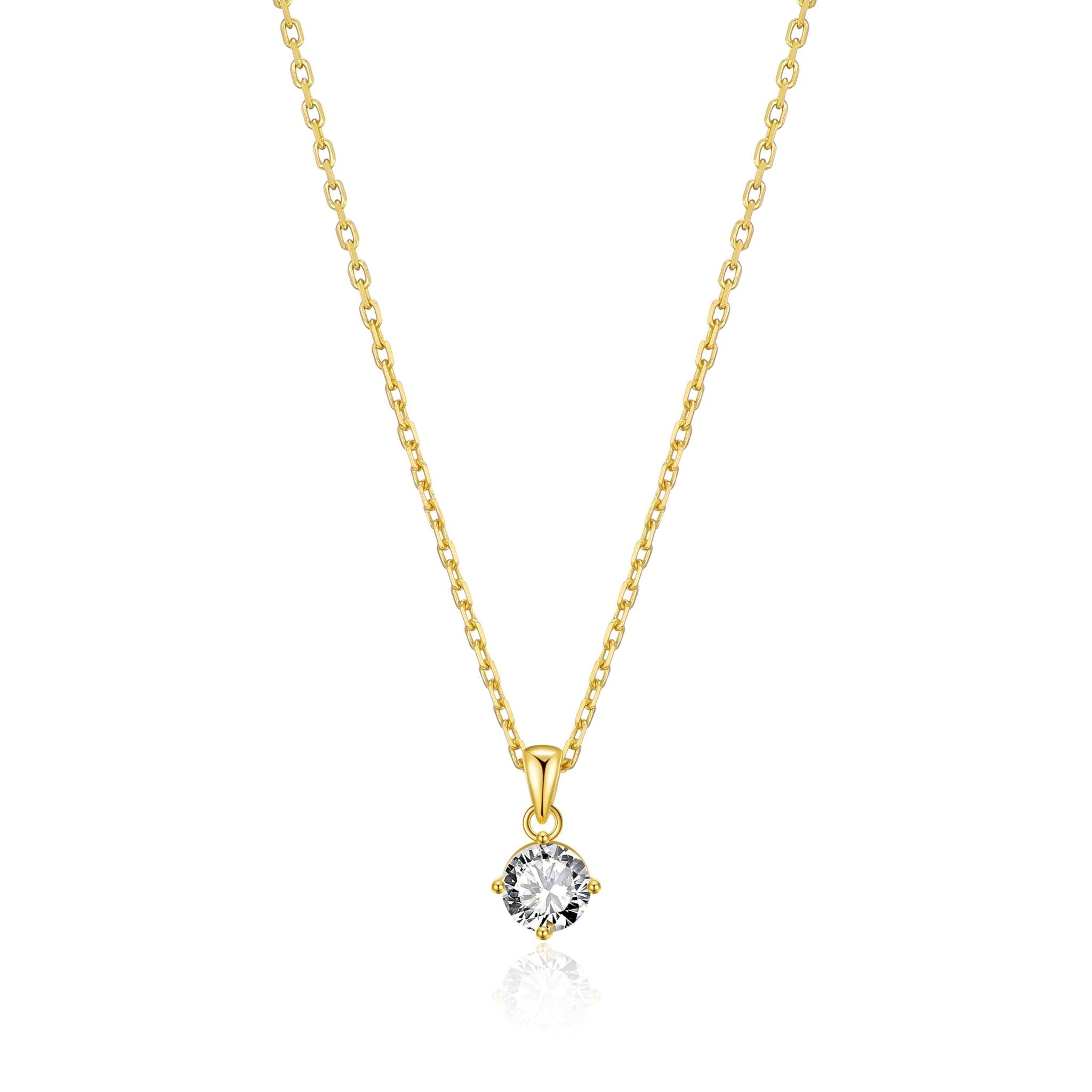 Gold Plated Solitaire Necklace Created with Zircondia® Crystals