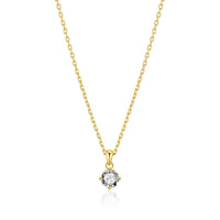 Gold Plated Solitaire Necklace Created with Zircondia® Crystals