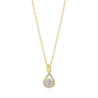 Gold Plated Solitaire Twist Necklace Created with Zircondia® Crystals
