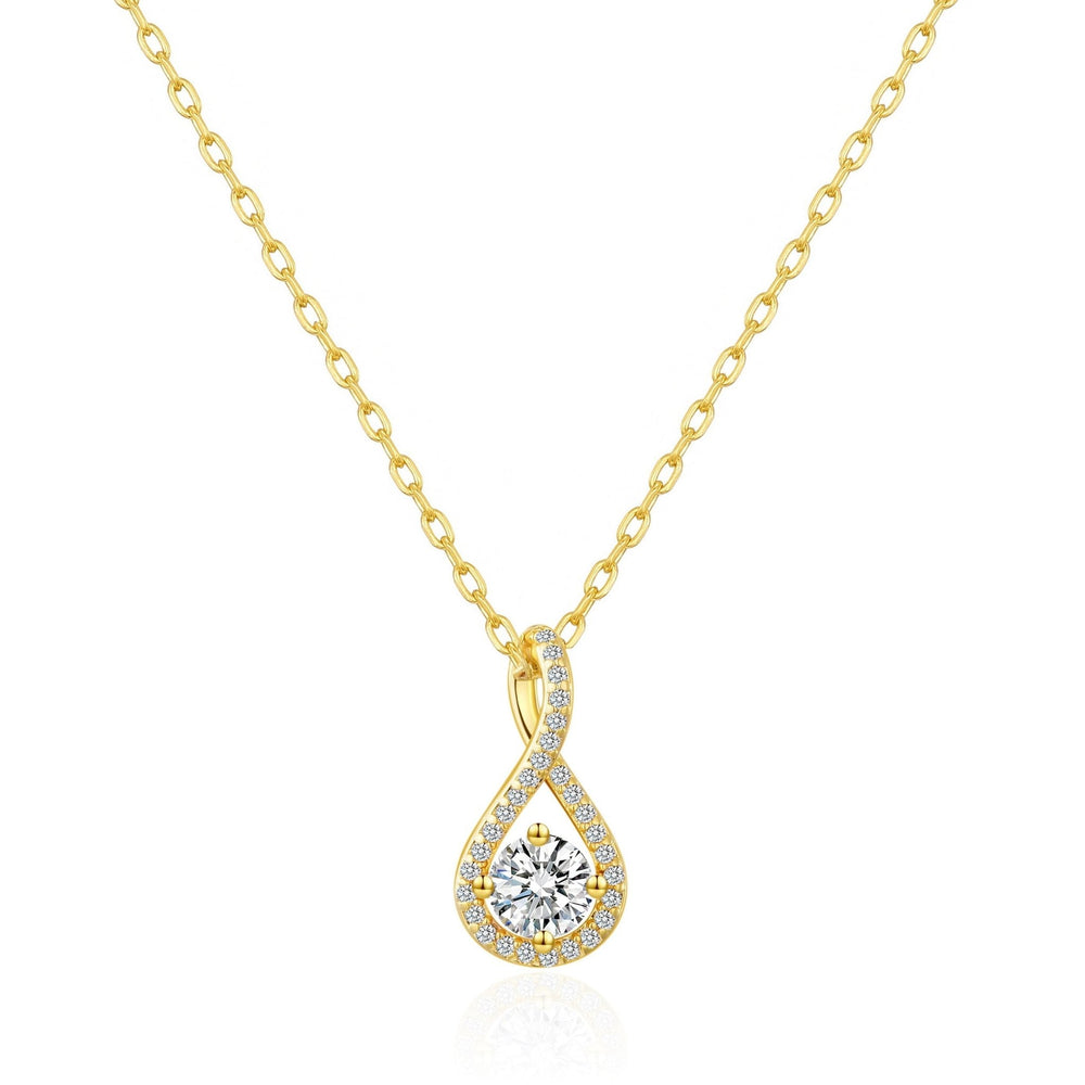 Gold Plated Solitaire Twist Necklace Created with Zircondia® Crystals