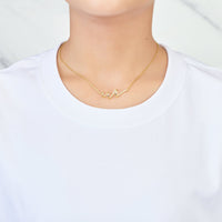 Gold Plated Spiral Necklace Created with Zircondia® Crystals