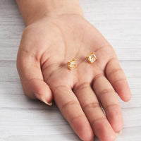 Gold Plated Square Magnetic Clip On Stud Earrings Created with Zircondia® Crystals