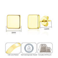 Gold Plated Square Stud Earrings