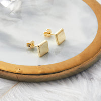 Gold Plated Square Stud Earrings