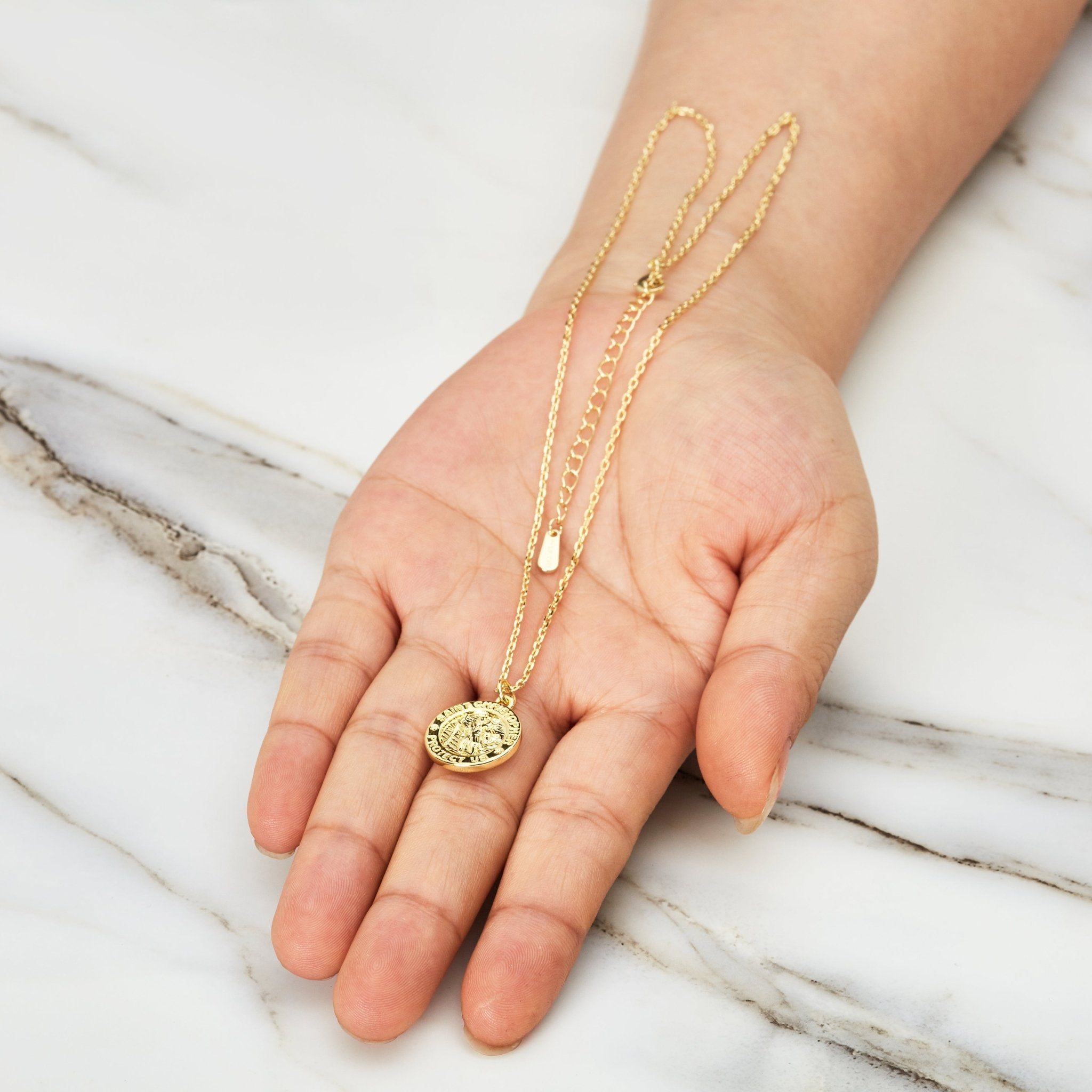 Gold Plated St Christopher Necklace