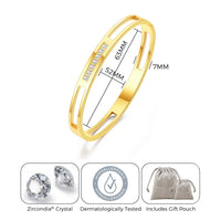 Gold Plated Stainless Steel Channel Bangle Created with Zircondia® Crystals (7 Inch)
