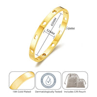 Gold Plated Stainless Steel Heart Bangle (7 Inch)