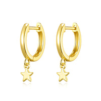 Gold Plated Star Charm Hoop Earrings