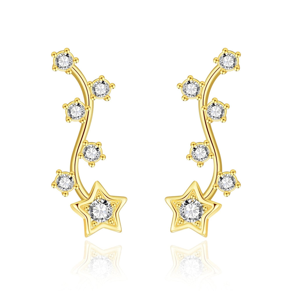 Gold Plated Star Climber Earrings Created with Zircondia® Crystals