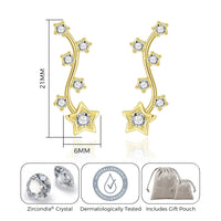 Gold Plated Star Climber Earrings Created with Zircondia® Crystals