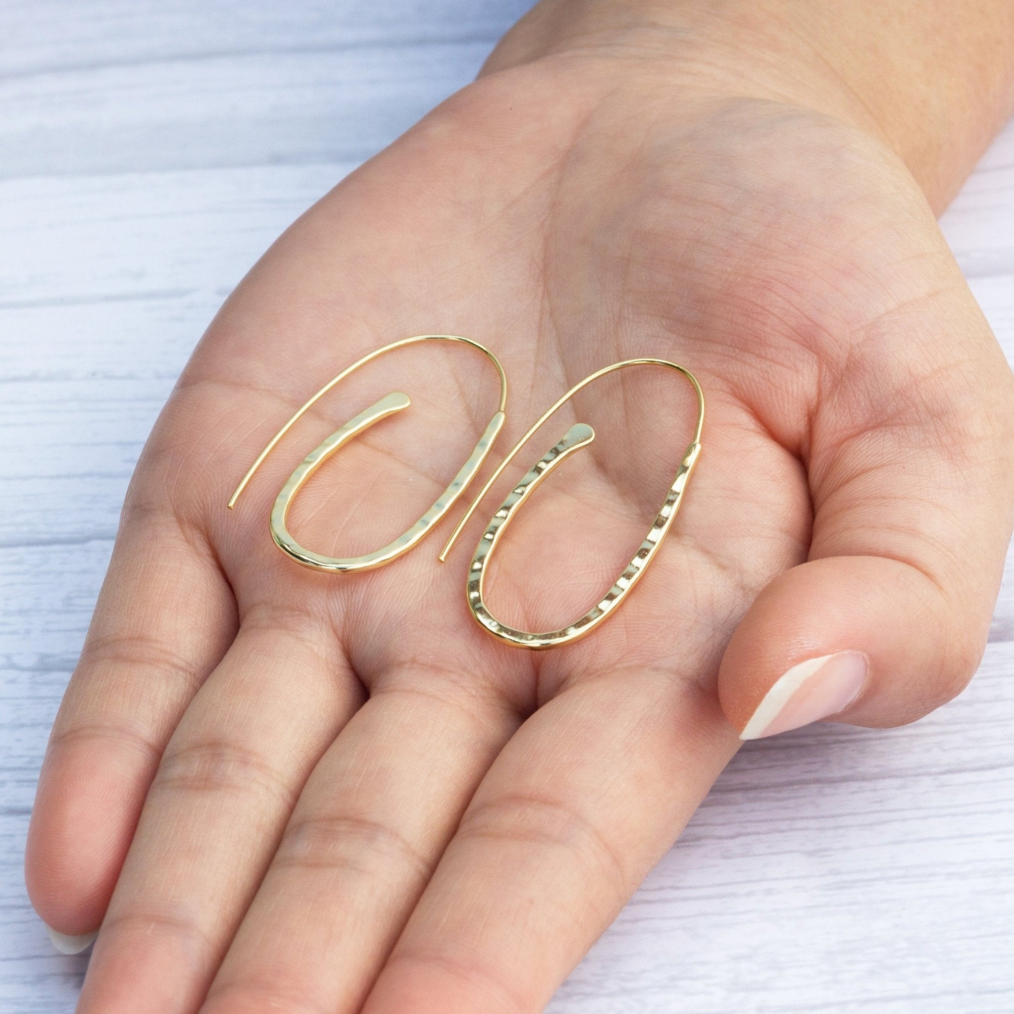 Gold Plated Sterling Silver Hammered Hoop Earrings