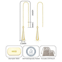 Gold Plated Sterling Silver Teardrop Thread Earrings