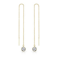 Gold Plated Sterling Silver Thread Earrings Created with Zircondia® Crystals