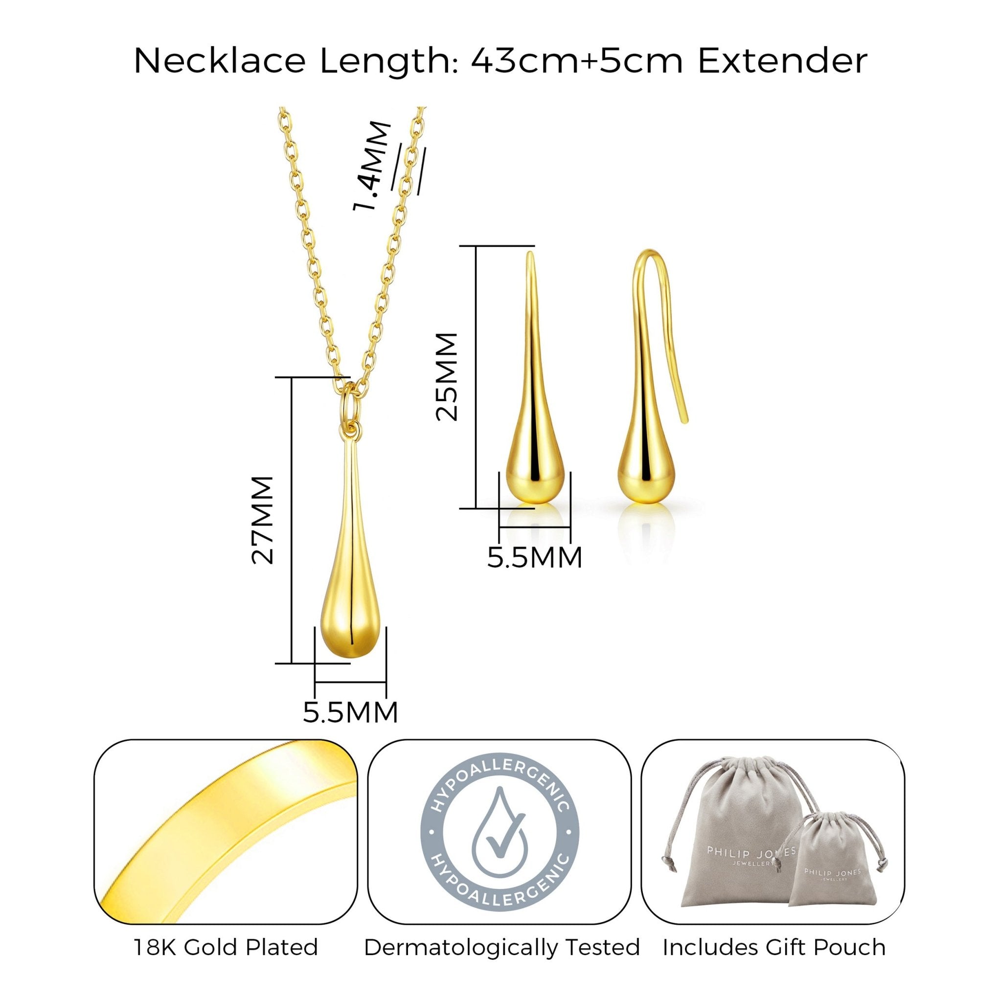 Gold Plated Teardrop Set