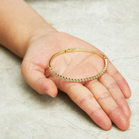 Gold Plated Tennis Bangle Created with Zircondia® Crystals (7 Inch)