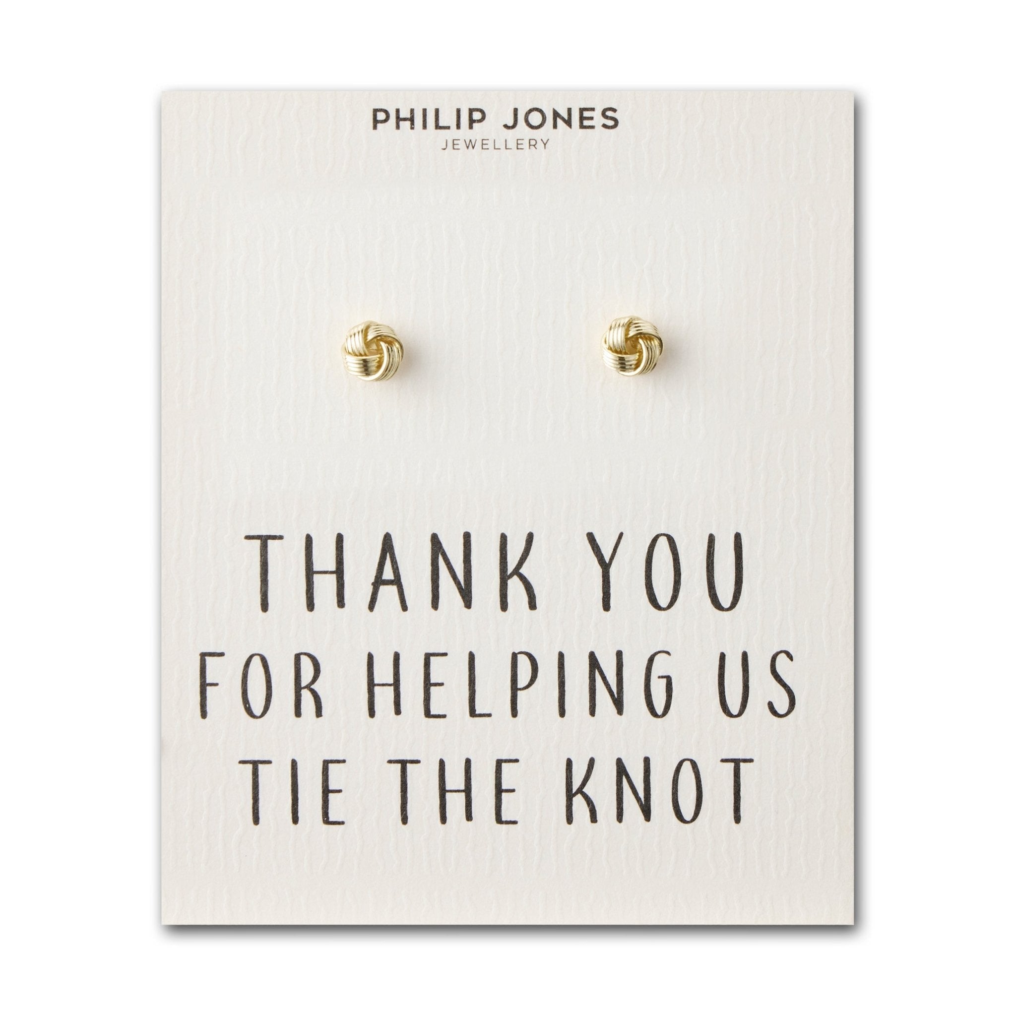 Gold Plated Thank You for Helping us Tie The Knot Wedding Earrings with Quote Card