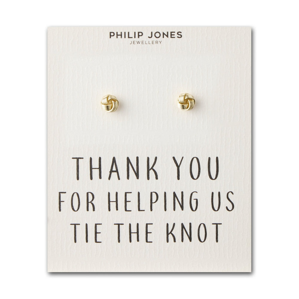Gold Plated Thank You for Helping us Tie The Knot Wedding Earrings with Quote Card