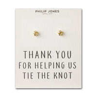 Gold Plated Thank You for Helping us Tie The Knot Wedding Earrings with Quote Card