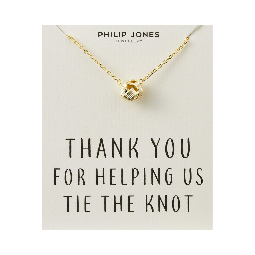 Gold Plated Thank You for Helping us Tie The Knot Wedding Necklace with Quote Card