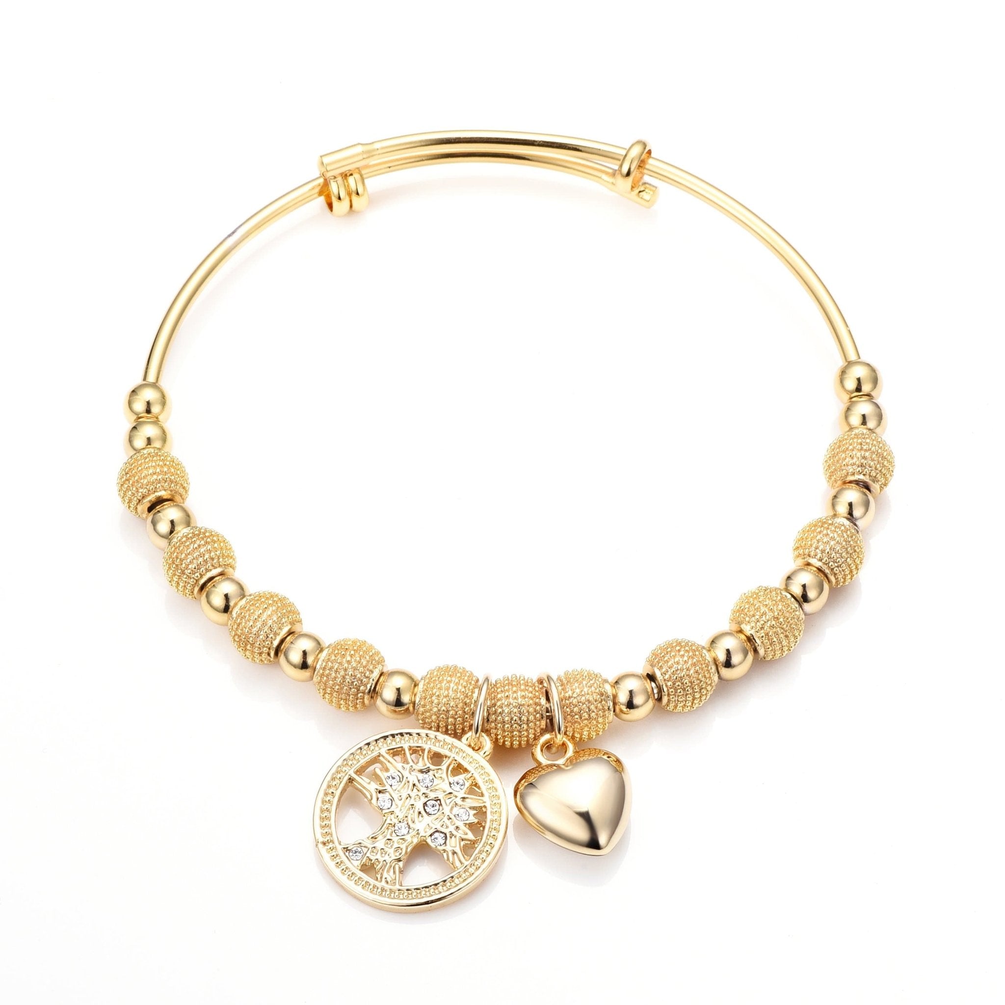 Gold Plated Tree of Life Bangle Created with Zircondia® Crystals