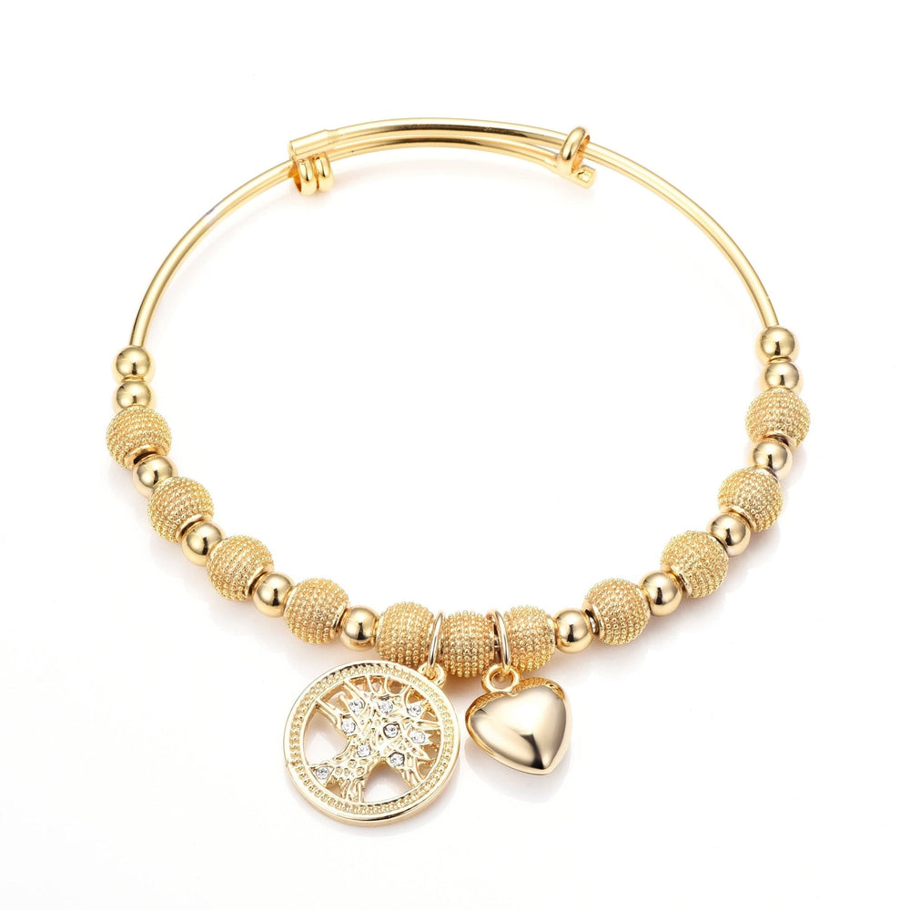 Gold Plated Tree of Life Bangle Created with Zircondia® Crystals