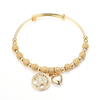 Gold Plated Tree of Life Bangle Created with Zircondia® Crystals
