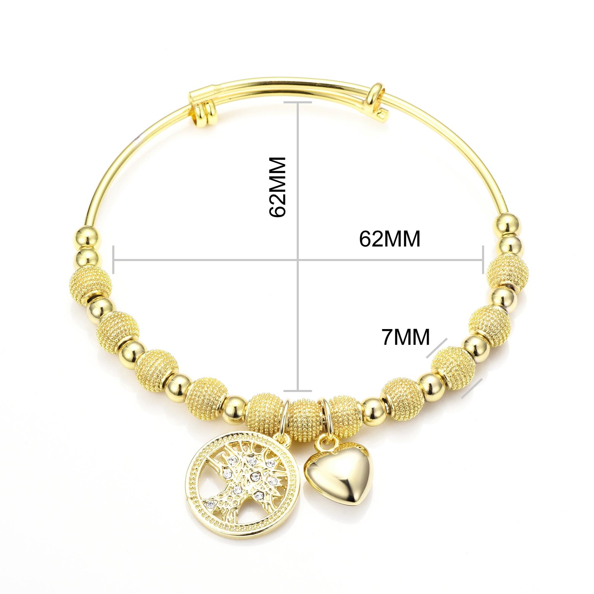 Gold Plated Tree of Life Bangle Created with Zircondia® Crystals