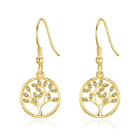 Gold Plated Tree of Life Drop Earrings Created with Crystals from Zircondia®