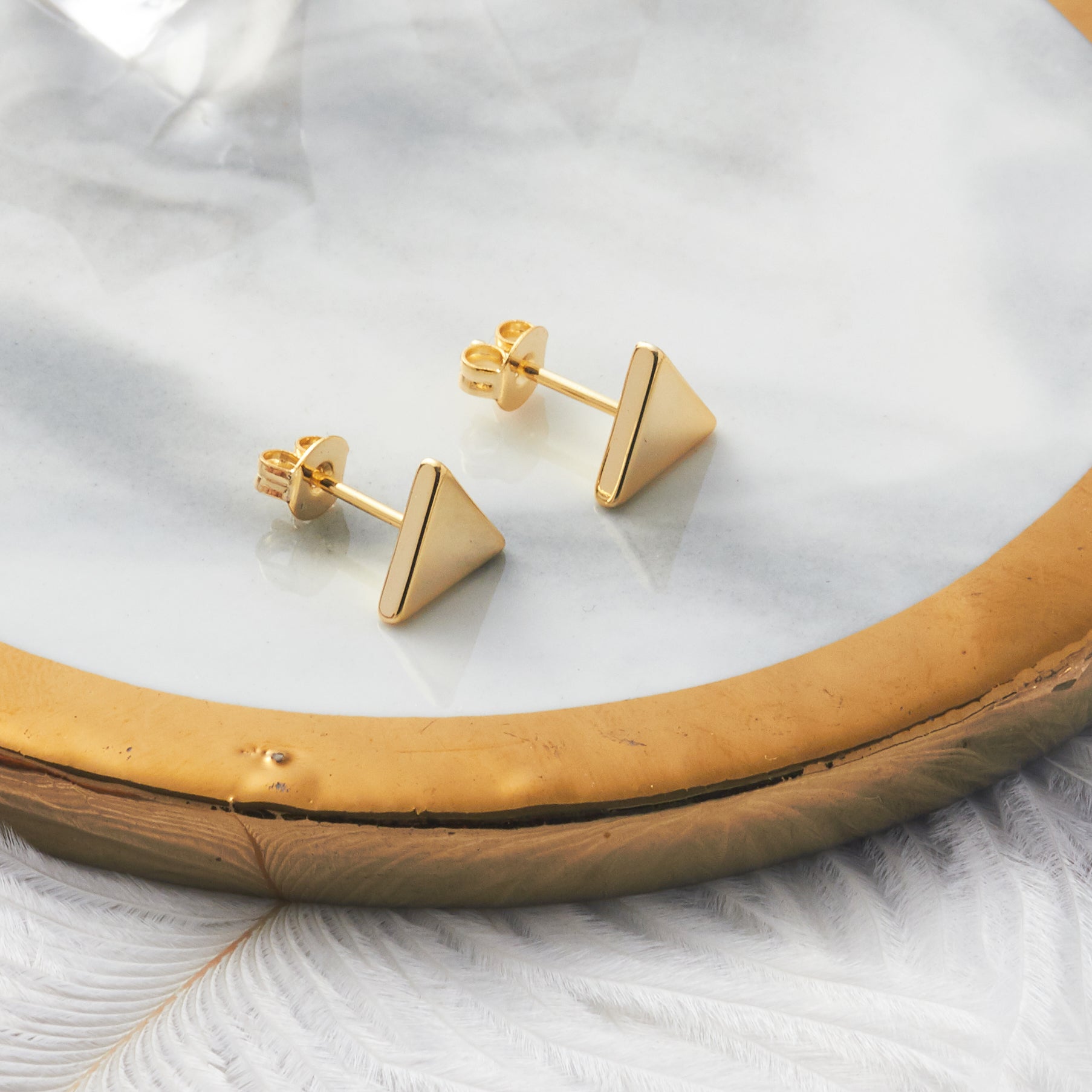Gold Plated Triangle Stud Earrings
