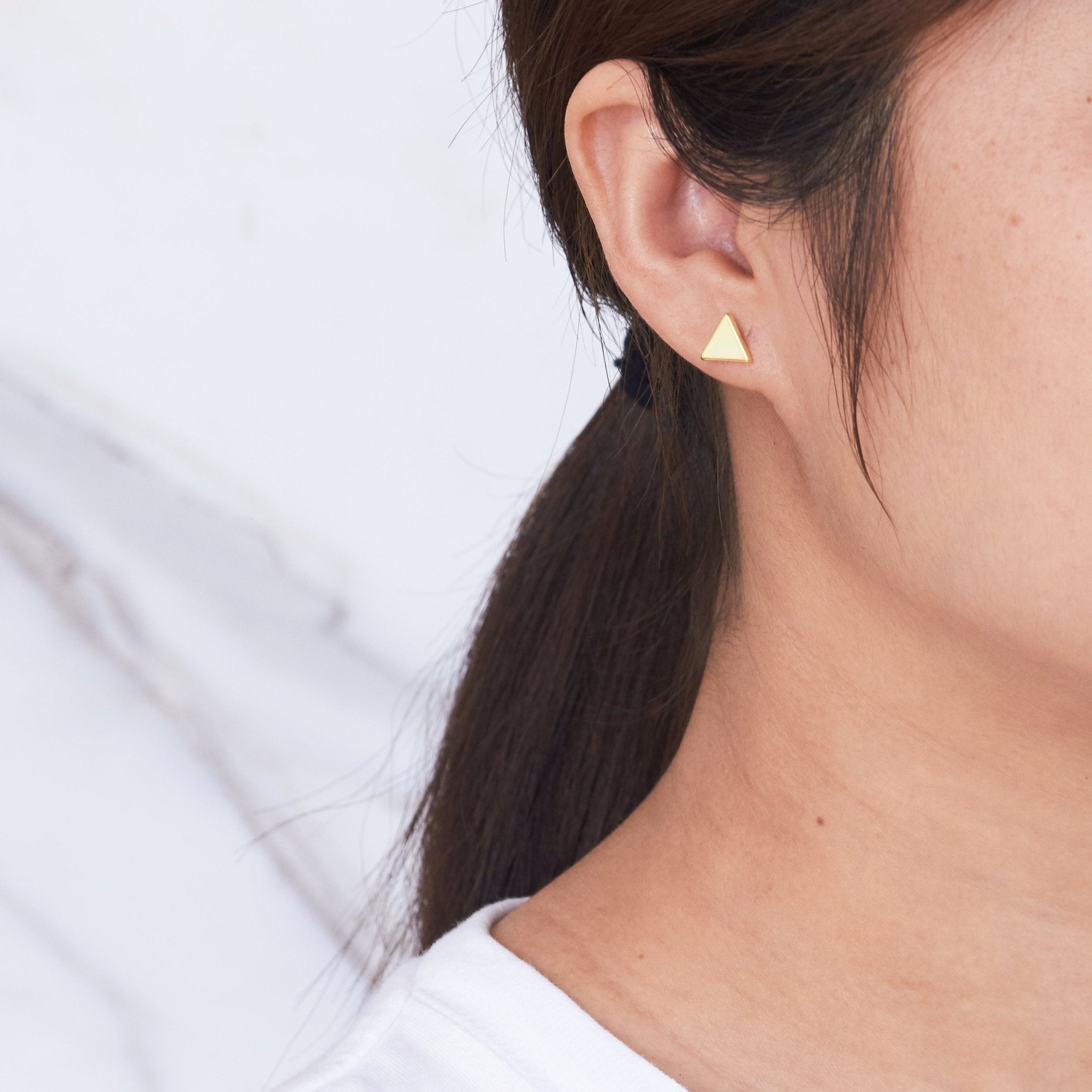 Gold Plated Triangle Stud Earrings