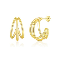 Gold Plated Triple Illusion Hoop Earrings