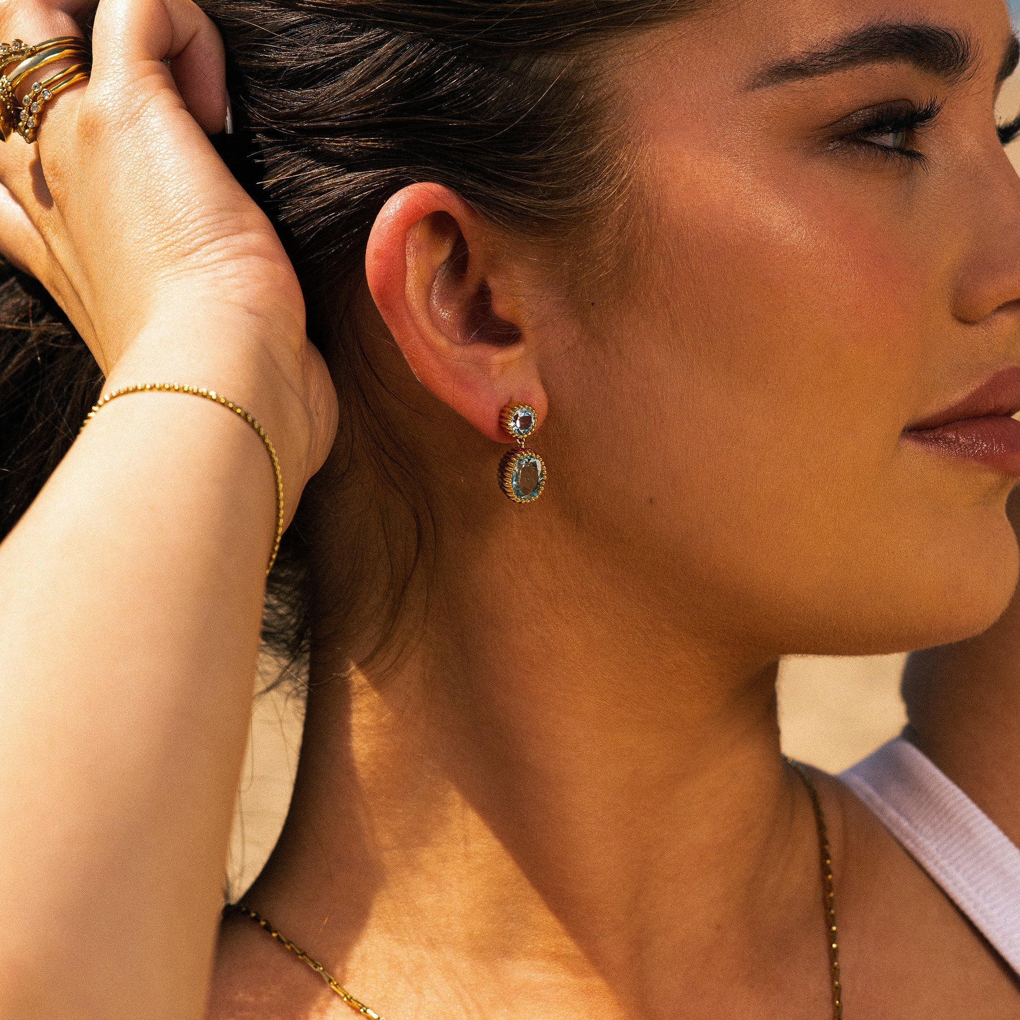 Gold Sky Blue Topaz Aurelia Earrings