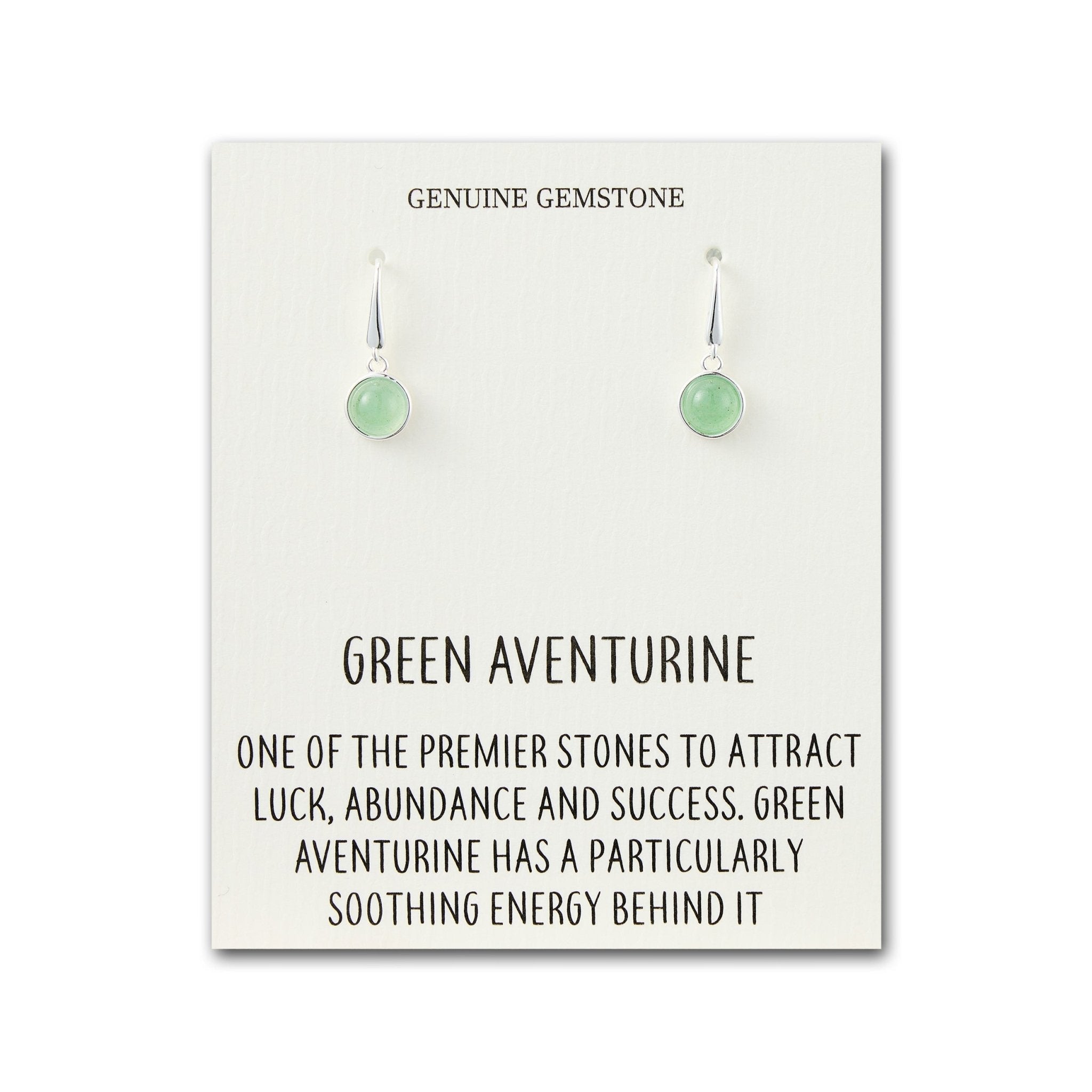 Green Aventurine Drop Earrings with Quote Card
