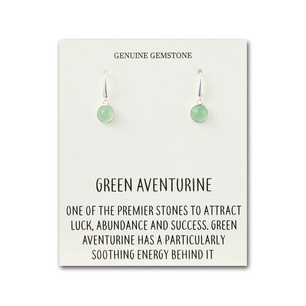 Green Aventurine Drop Earrings with Quote Card