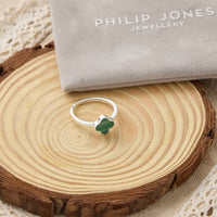 Green Aventurine Gemstone Adjustable Clover Ring