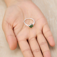 Green Aventurine Gemstone Adjustable Clover Ring