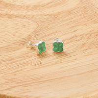 Green Aventurine Gemstone Clover Earrings