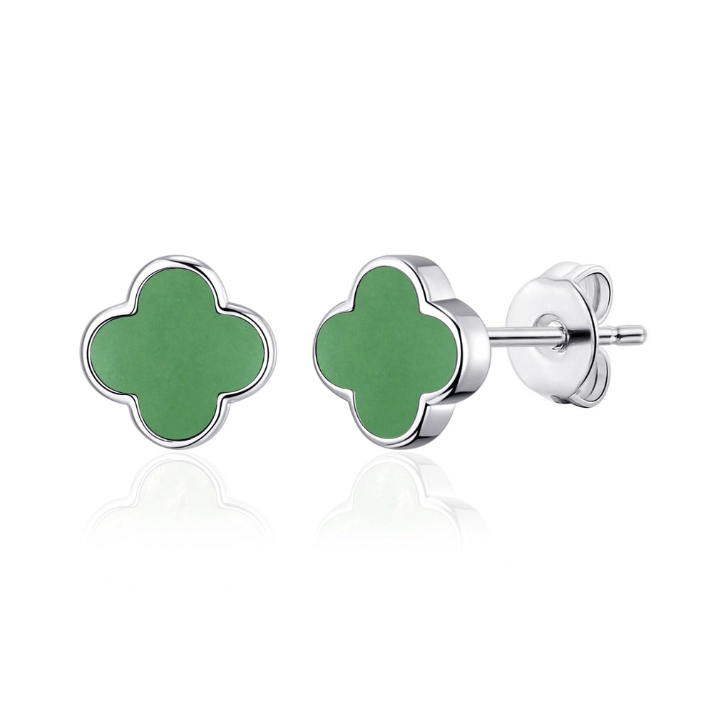 Green Aventurine Gemstone Clover Earrings