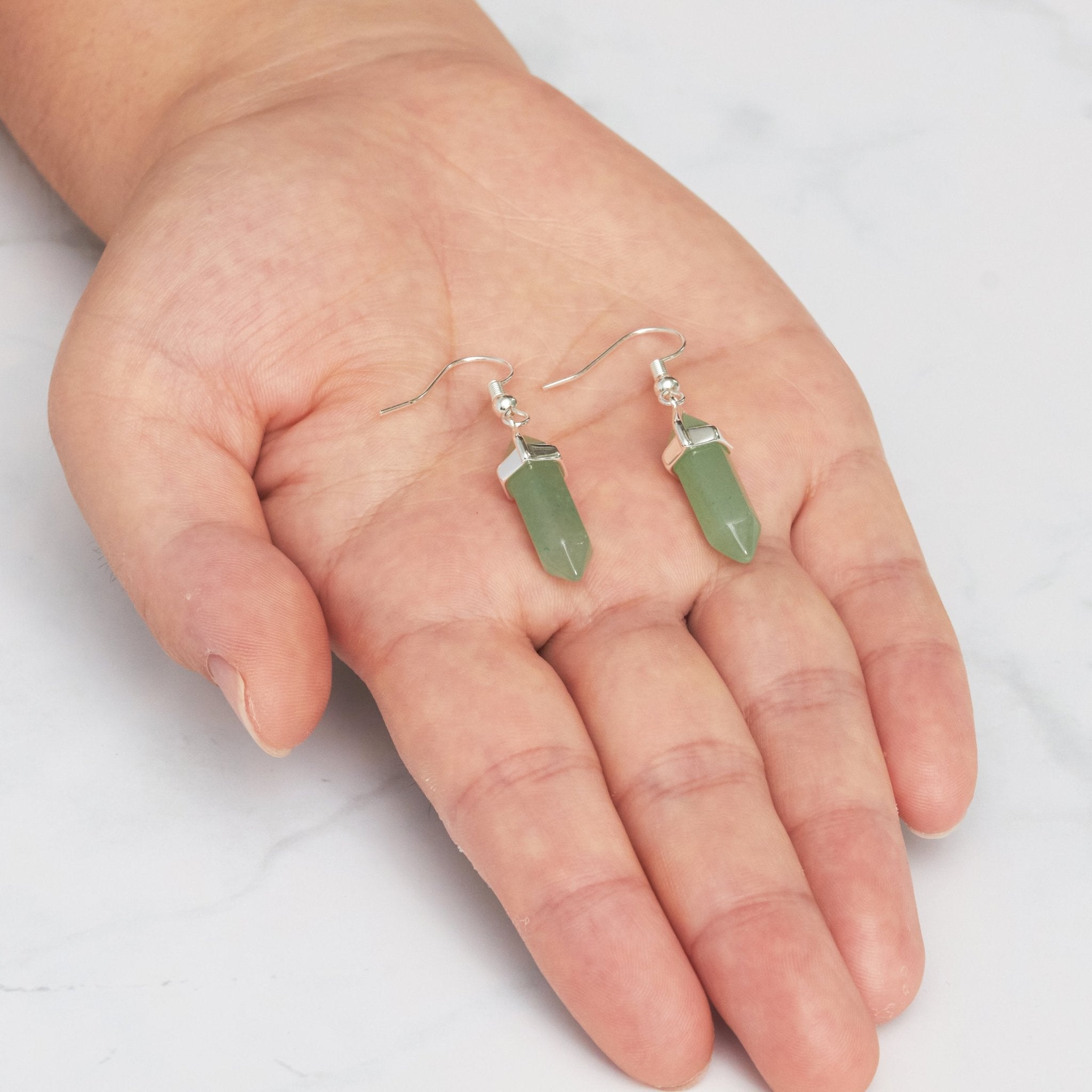 Green Aventurine Gemstone Drop Earrings