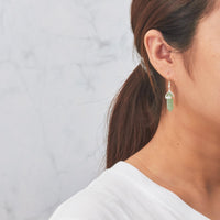 Green Aventurine Gemstone Drop Earrings with Quote Card