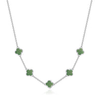 Green Aventurine Gemstone Multi Clover Necklace