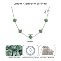 Green Aventurine Gemstone Multi Clover Necklace