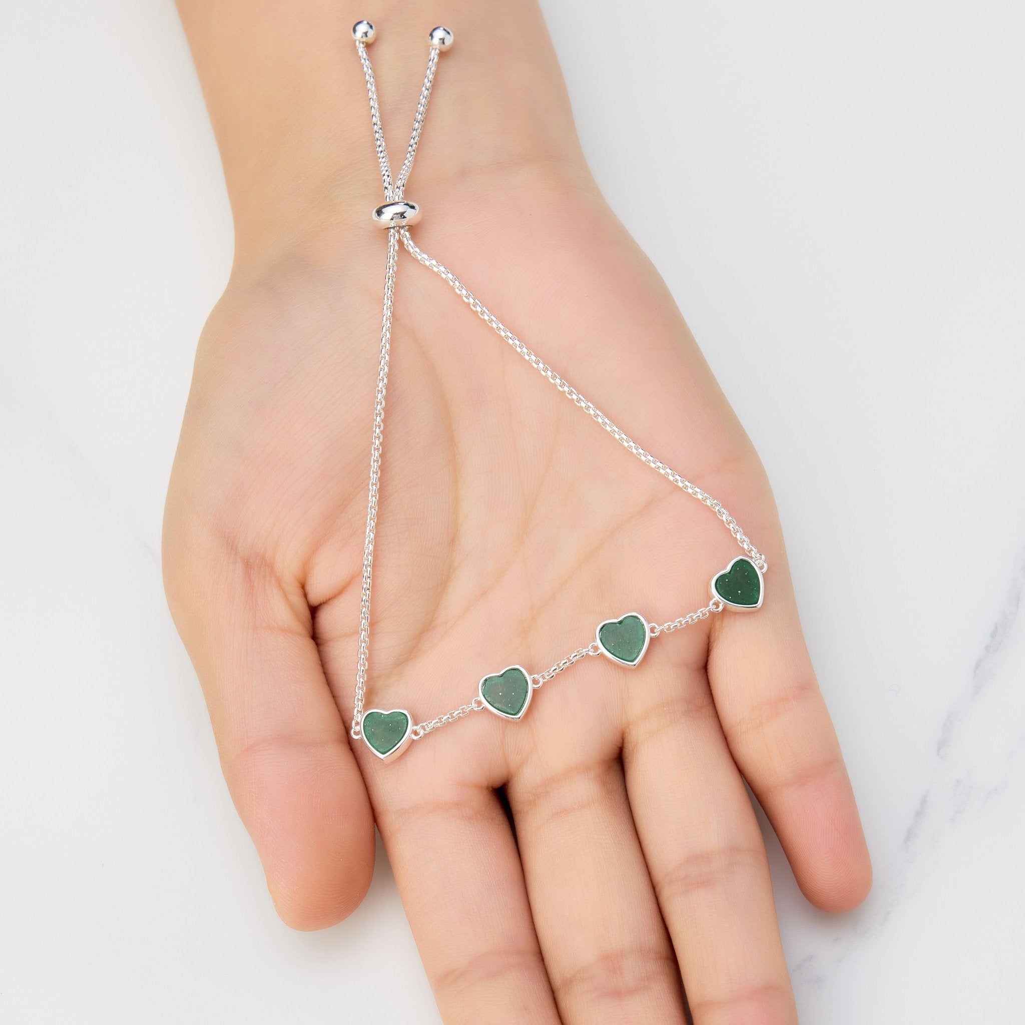 Green Aventurine Gemstone Multi Heart Friendship Bracelet