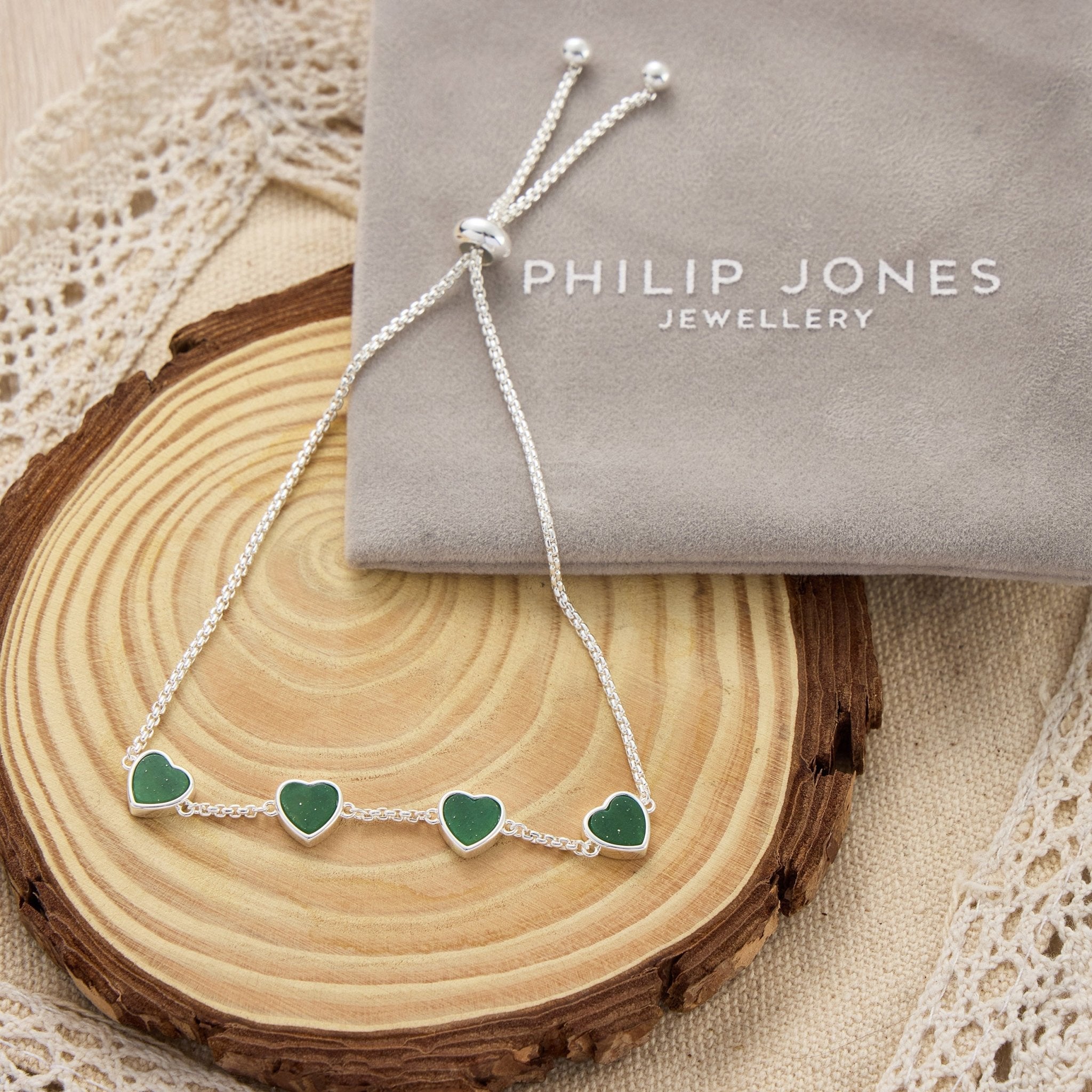 Green Aventurine Gemstone Multi Heart Friendship Bracelet