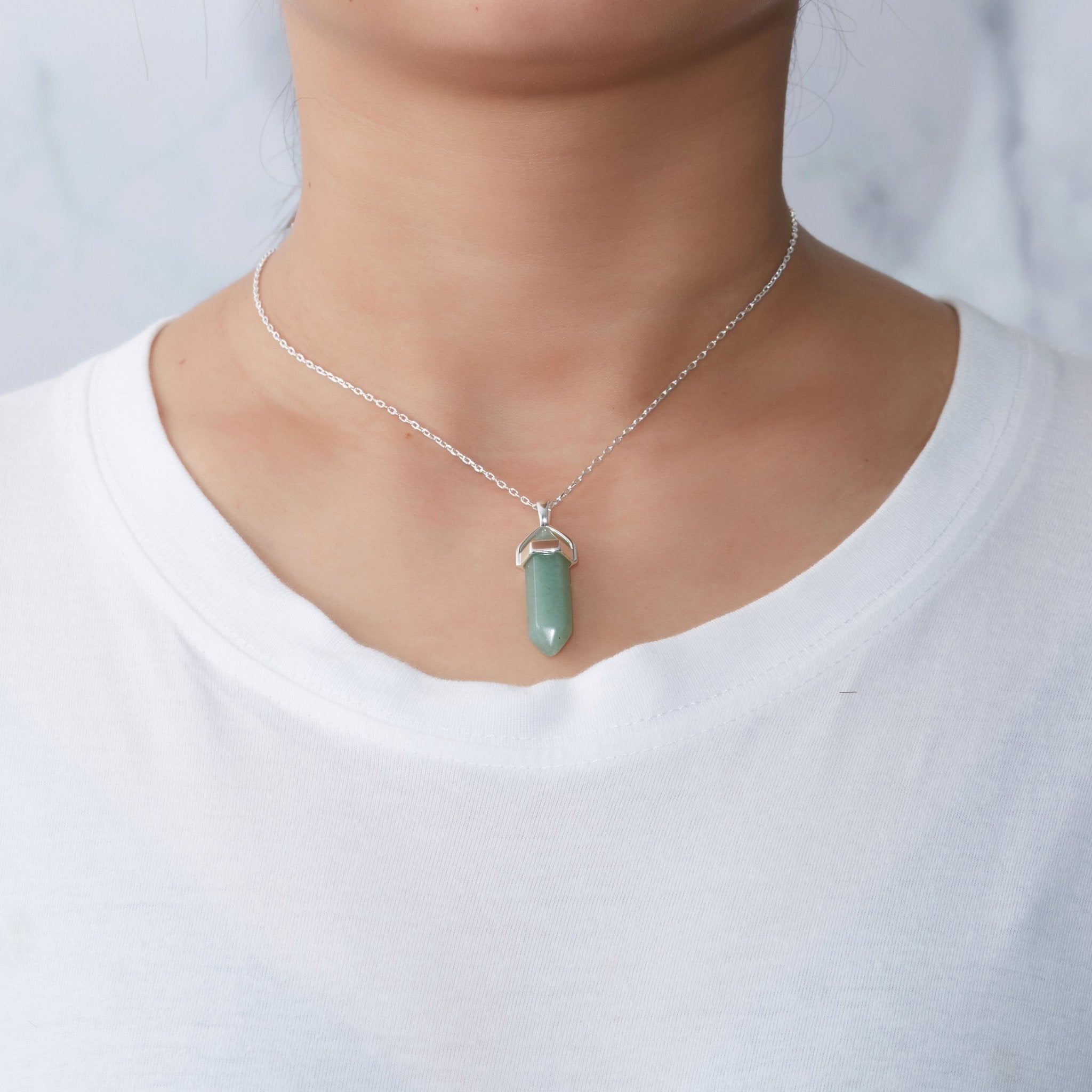 Green Aventurine Gemstone Necklace with Quote Card