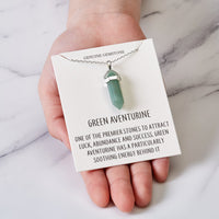 Green Aventurine Gemstone Necklace with Quote Card