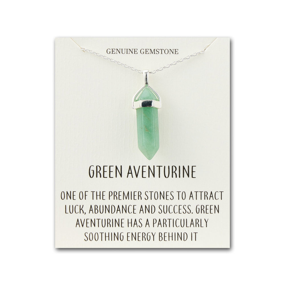 Green Aventurine Gemstone Necklace with Quote Card
