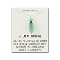Green Aventurine Gemstone Necklace with Quote Card