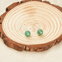 Green Aventurine Gemstone Round Drop Earrings